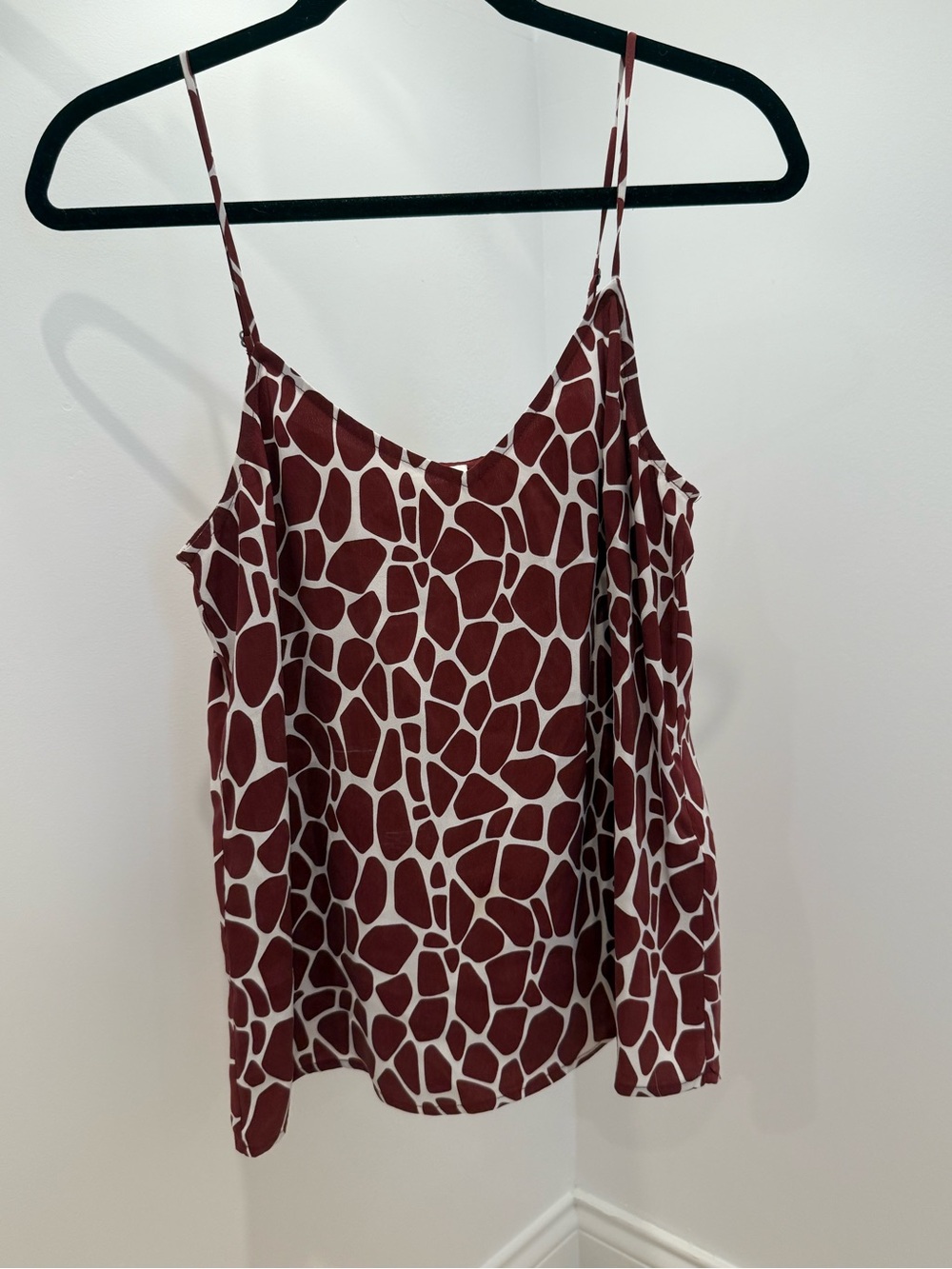 Equipment Maroon and White Printed Silk Camisole